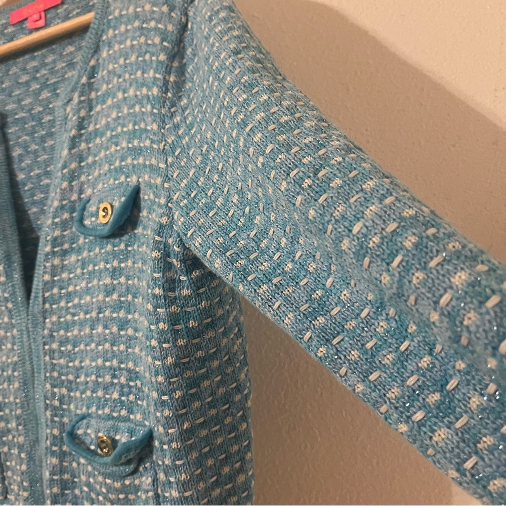 Lilly Pulitzer Blue and White Knit Sweater Size Large - Picture 4 of 12
